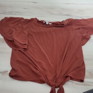 Rust Tie-Front Women's Top